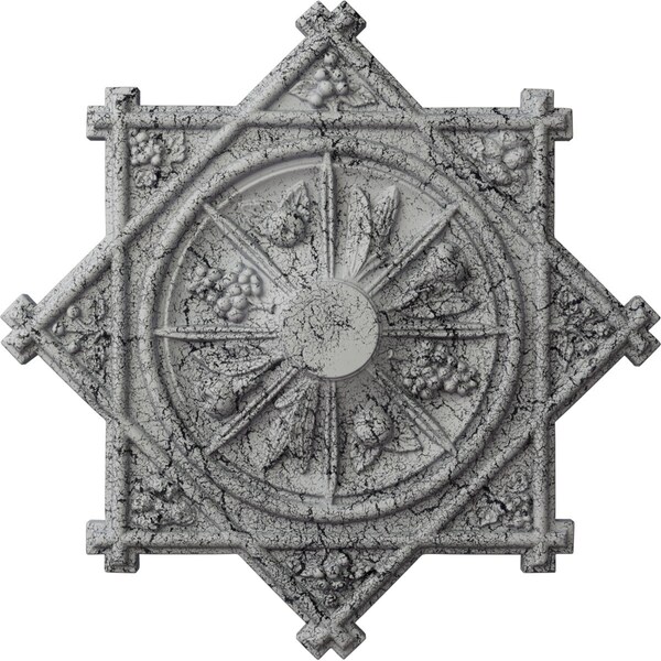 Ekena Millwork Antilles Ceiling Medallion (Fits Canopies up to 6"), 38 1/4"OD x 1 1/2"P, Ultra Pure White Crackle CM38ANUWC - main